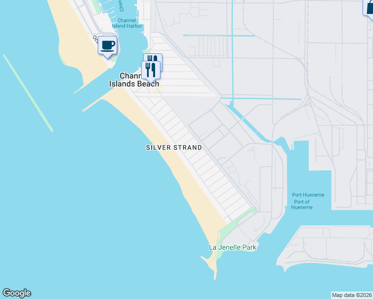 map of restaurants, bars, coffee shops, grocery stores, and more near 124 Fillmore Avenue in Oxnard