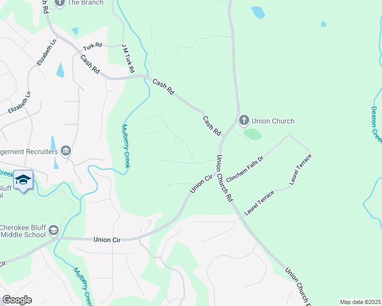 map of restaurants, bars, coffee shops, grocery stores, and more near 5215 Mulberry Creek Way in Flowery Branch