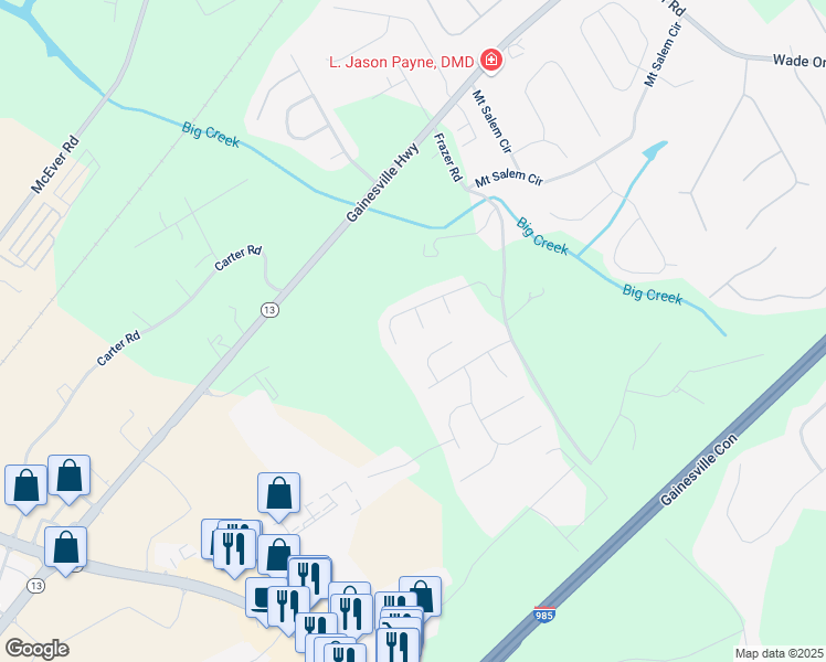 map of restaurants, bars, coffee shops, grocery stores, and more near 5458 Summer Pine Place in Sugar Hill