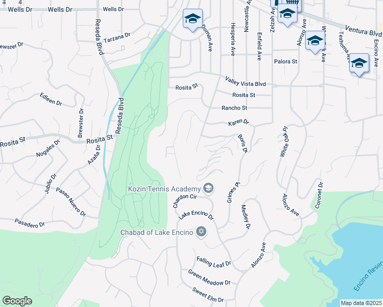 map of restaurants, bars, coffee shops, grocery stores, and more near 4601 Lindley Avenue in Los Angeles