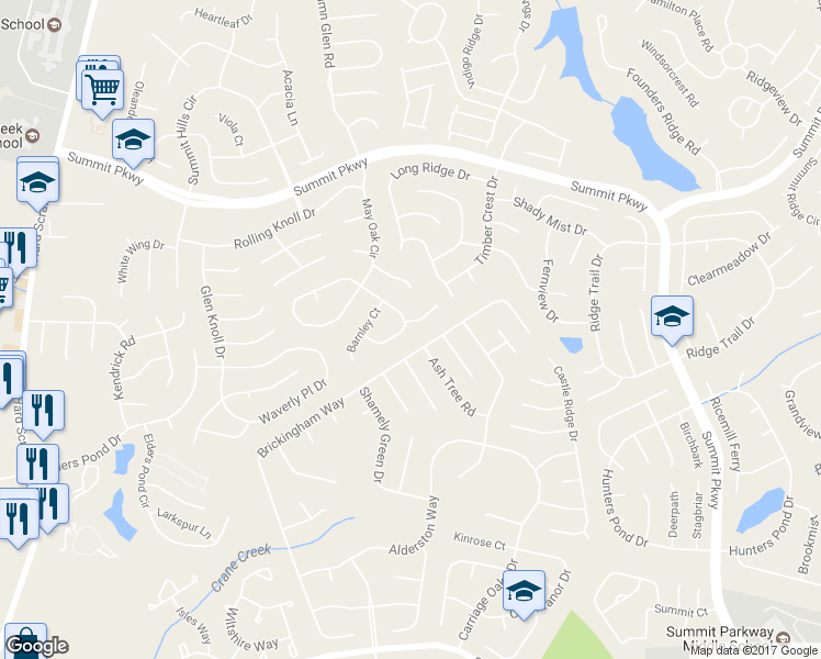 map of restaurants, bars, coffee shops, grocery stores, and more near 2 May Oak Court in Columbia