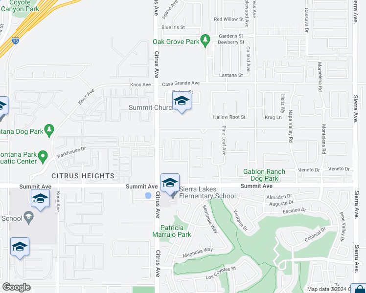 map of restaurants, bars, coffee shops, grocery stores, and more near 5531 Soriano Way in Fontana