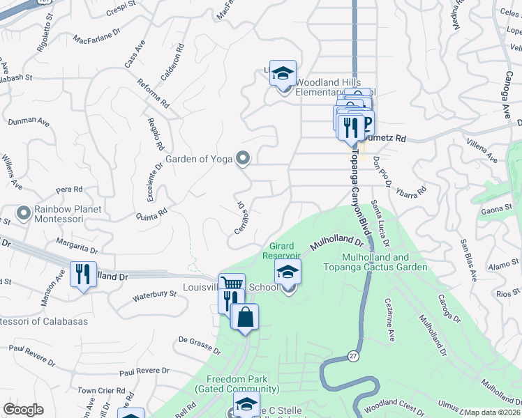map of restaurants, bars, coffee shops, grocery stores, and more near 4616 Coyle Place in Los Angeles