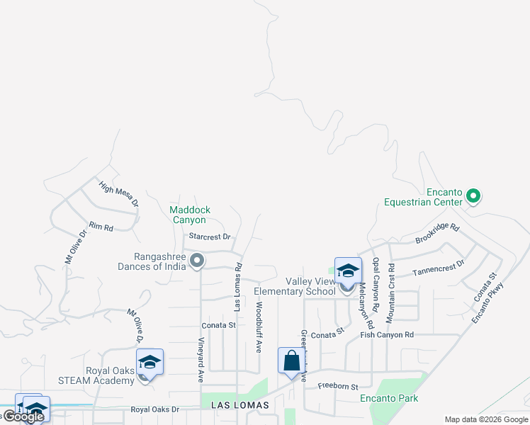 map of restaurants, bars, coffee shops, grocery stores, and more near 56 Las Lomas Road in Duarte