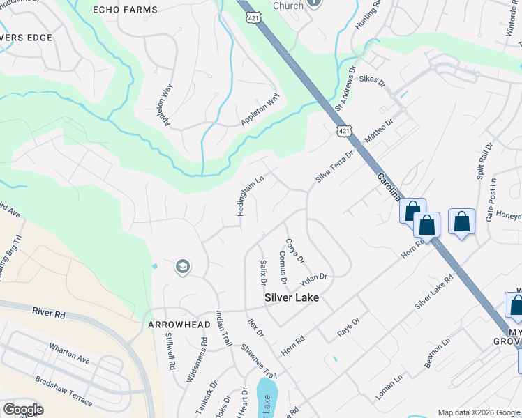 map of restaurants, bars, coffee shops, grocery stores, and more near 4520-4524 Alder Ridge Road in Wilmington