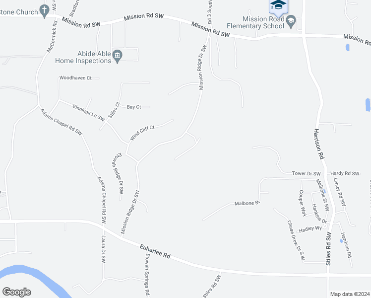 map of restaurants, bars, coffee shops, grocery stores, and more near 26 Mountain Trail Court Southwest in Cartersville