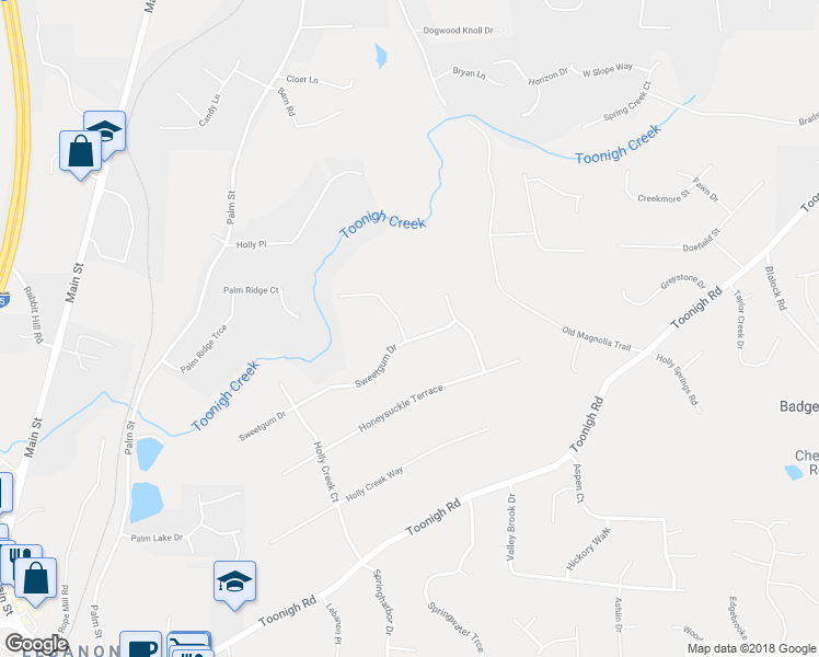 map of restaurants, bars, coffee shops, grocery stores, and more near 602 Laurel Ridge Road in Woodstock