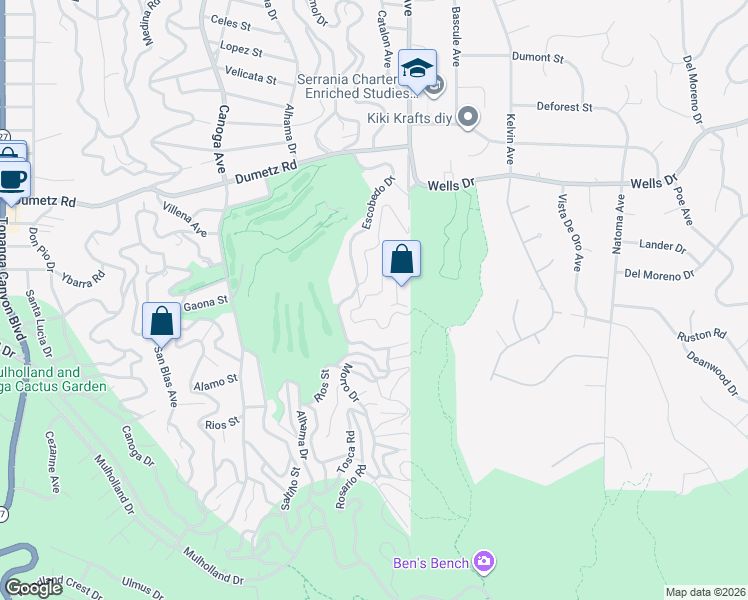 map of restaurants, bars, coffee shops, grocery stores, and more near 4620 Bedel Street in Los Angeles