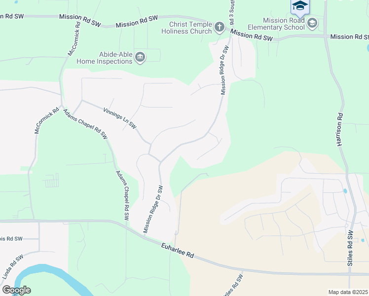 map of restaurants, bars, coffee shops, grocery stores, and more near 55 Mission Ridge Drive Southwest in Cartersville