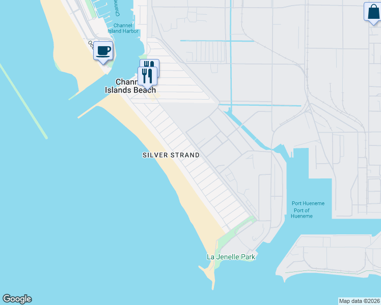map of restaurants, bars, coffee shops, grocery stores, and more near 124 Fillmore Avenue in Oxnard