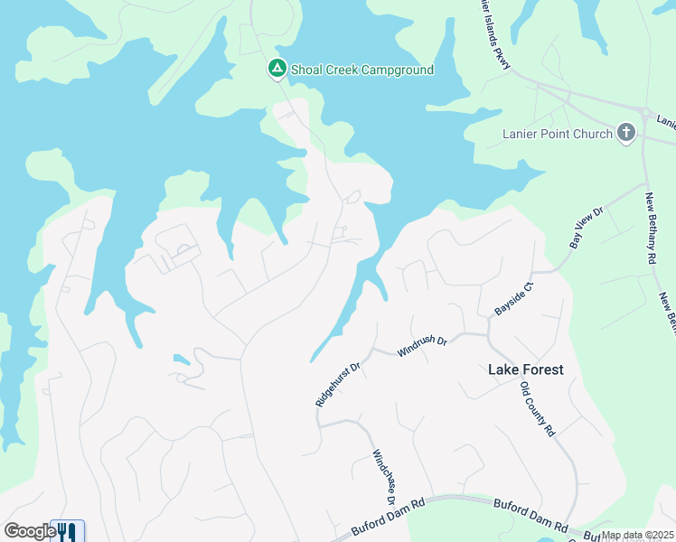 map of restaurants, bars, coffee shops, grocery stores, and more near 6029 Shadburn Ferry Road in Buford