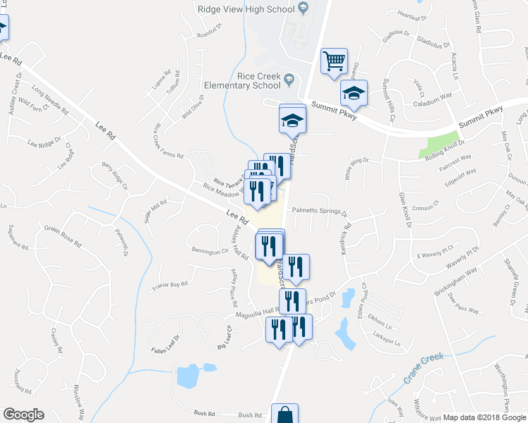 map of restaurants, bars, coffee shops, grocery stores, and more near 4611 Hard Scrabble Road in Columbia