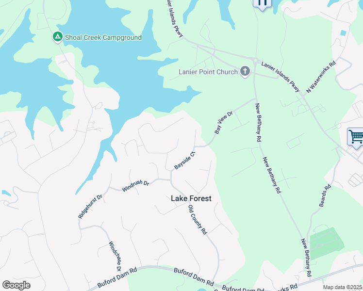 map of restaurants, bars, coffee shops, grocery stores, and more near 5812 County Court in Buford