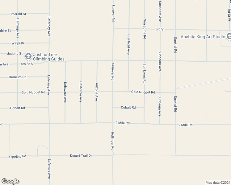 map of restaurants, bars, coffee shops, grocery stores, and more near 63973 Gold Nugget Road in Joshua Tree