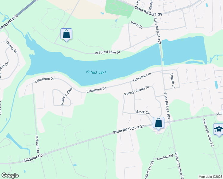 map of restaurants, bars, coffee shops, grocery stores, and more near 3318 Lakeshore Drive in Florence