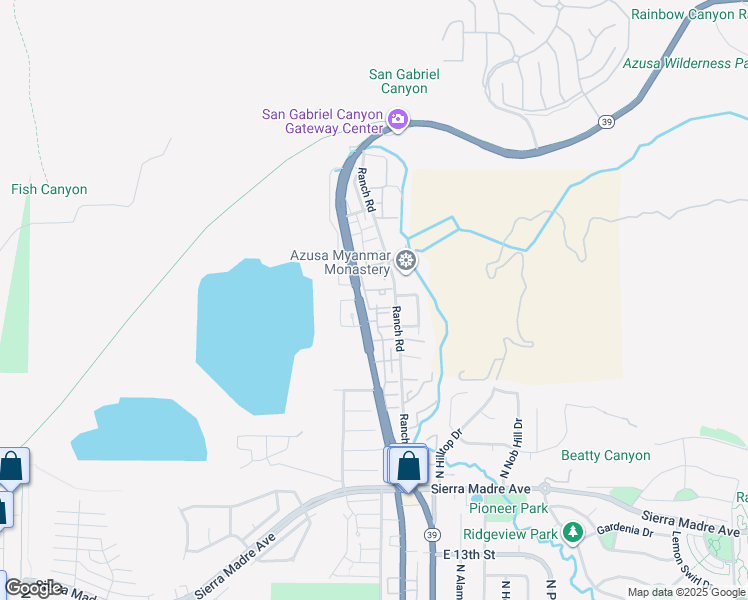 map of restaurants, bars, coffee shops, grocery stores, and more near 280 Evergreen Court in Azusa