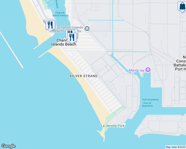 map of restaurants, bars, coffee shops, grocery stores, and more near 133 Santa Paula Avenue in Oxnard