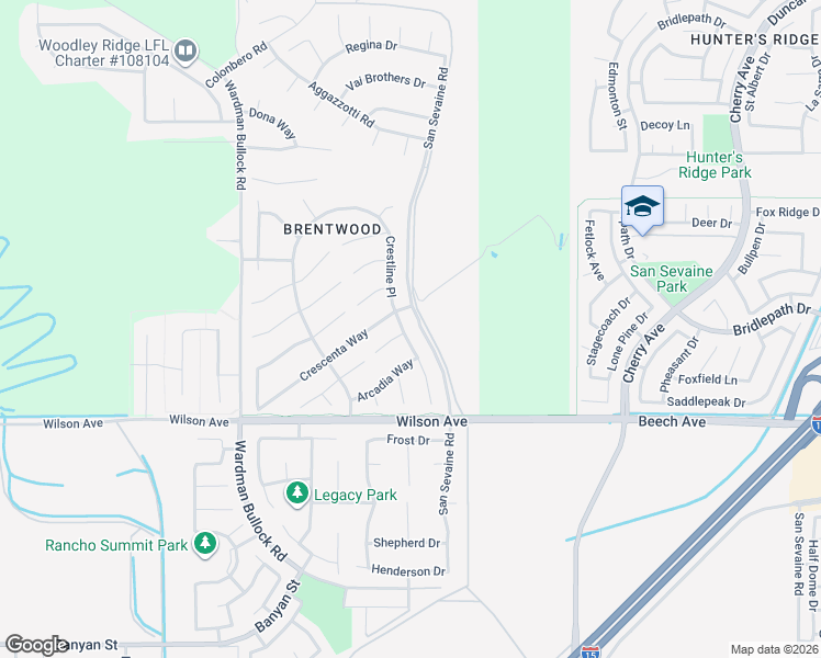 map of restaurants, bars, coffee shops, grocery stores, and more near 5541 Crestline Place in Rancho Cucamonga