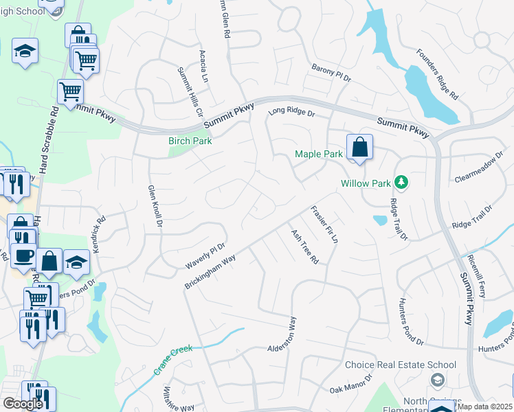 map of restaurants, bars, coffee shops, grocery stores, and more near 7 Barnley Court in Columbia