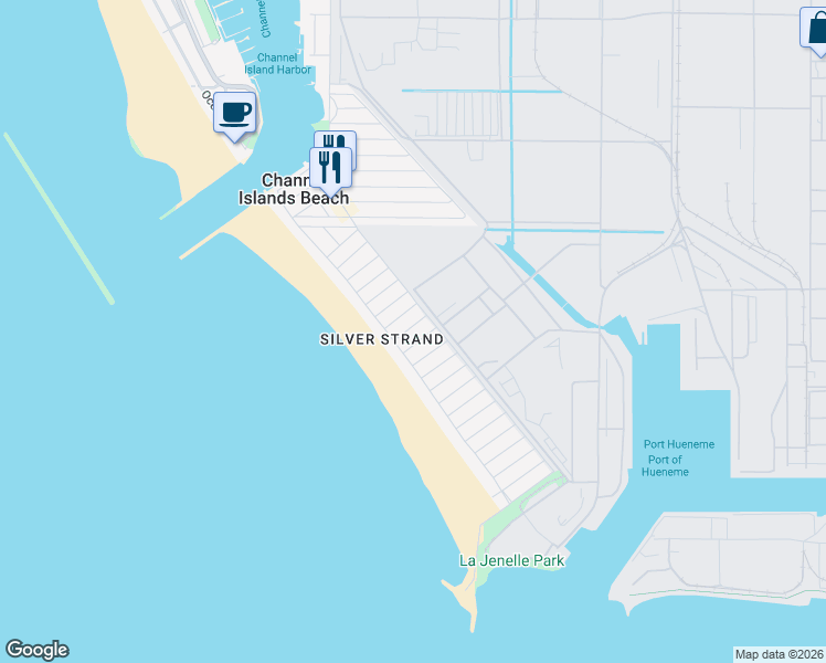 map of restaurants, bars, coffee shops, grocery stores, and more near 124 Fillmore Avenue in Oxnard