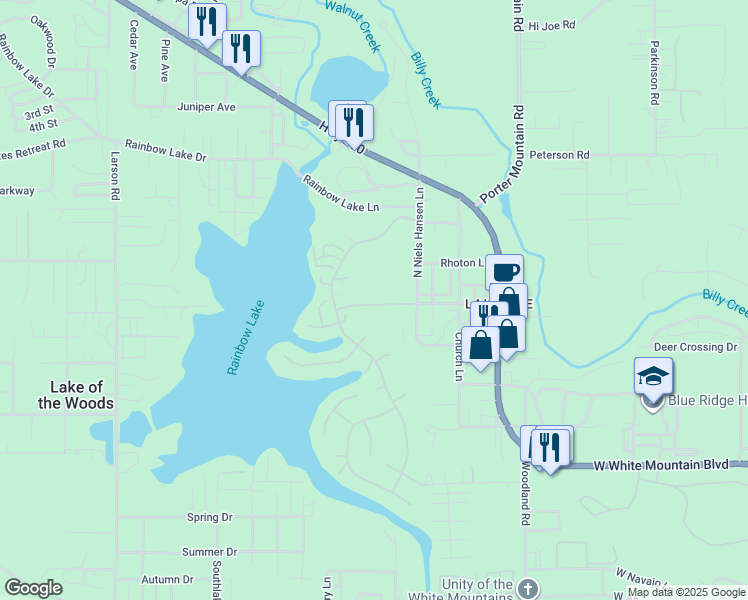 map of restaurants, bars, coffee shops, grocery stores, and more near 2190 Jackson Lane in Pinetop-Lakeside
