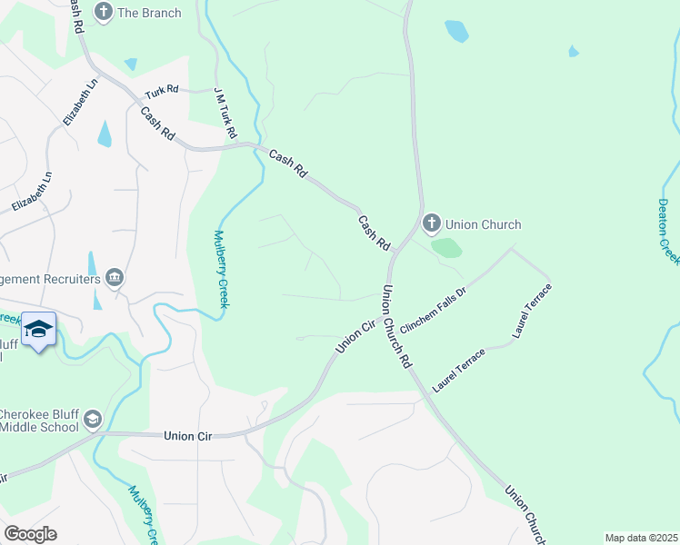 map of restaurants, bars, coffee shops, grocery stores, and more near 5221 Mulberry Creek Way in Flowery Branch