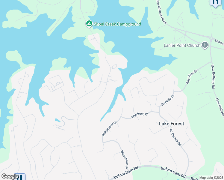 map of restaurants, bars, coffee shops, grocery stores, and more near 6033 Shadburn Ferry Road in Buford