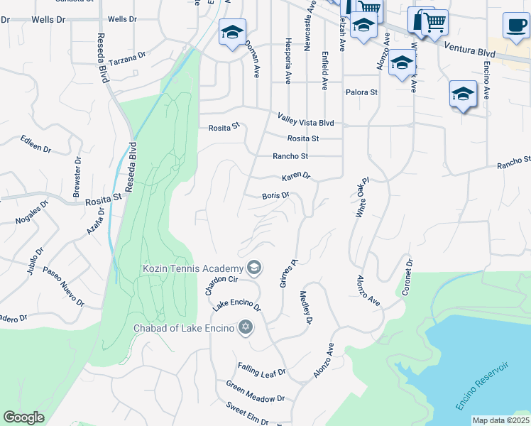 map of restaurants, bars, coffee shops, grocery stores, and more near 4561 Gable Drive in Los Angeles