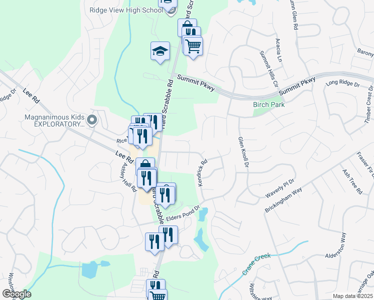 map of restaurants, bars, coffee shops, grocery stores, and more near 200 Birch Hollow Drive in Columbia