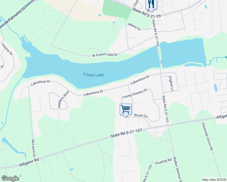 map of restaurants, bars, coffee shops, grocery stores, and more near 3318 Lakeshore Drive in Florence