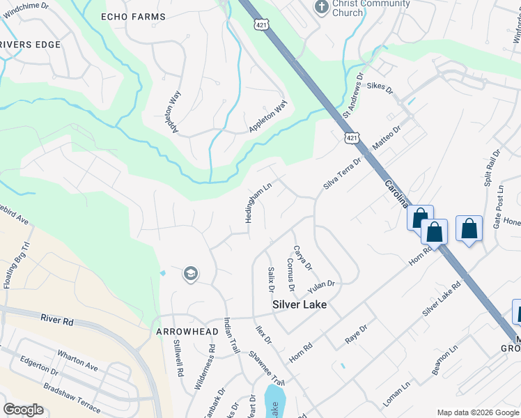 map of restaurants, bars, coffee shops, grocery stores, and more near 4520 Alder Ridge Road in Wilmington
