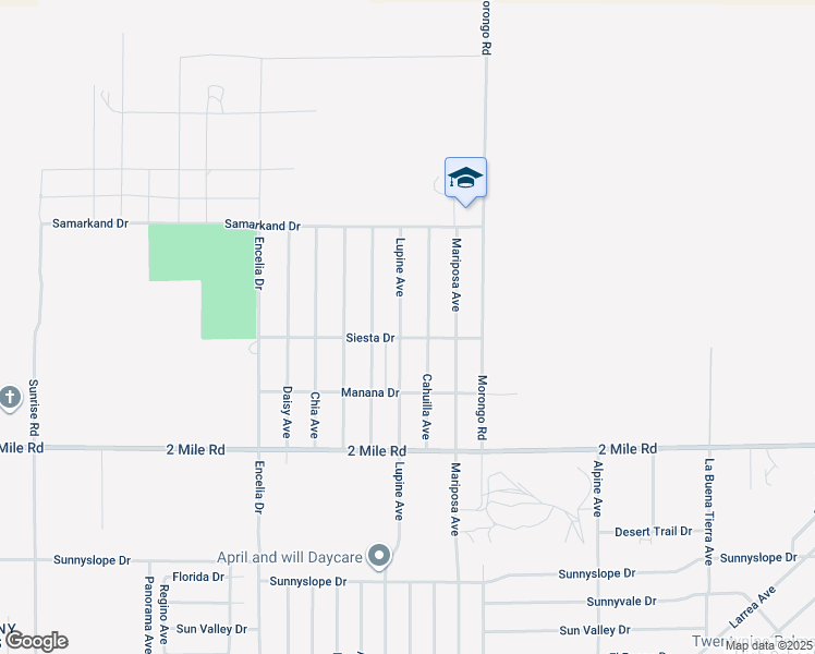 map of restaurants, bars, coffee shops, grocery stores, and more near 5483 Lupine Avenue in Twentynine Palms