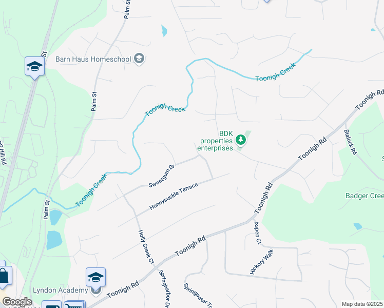 map of restaurants, bars, coffee shops, grocery stores, and more near 507 Honeysuckle Lane in Woodstock