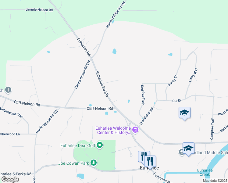 map of restaurants, bars, coffee shops, grocery stores, and more near in Euharlee