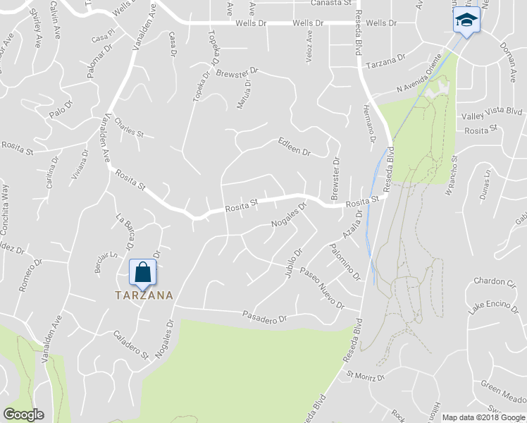 map of restaurants, bars, coffee shops, grocery stores, and more near 4510 Triste Place in Los Angeles