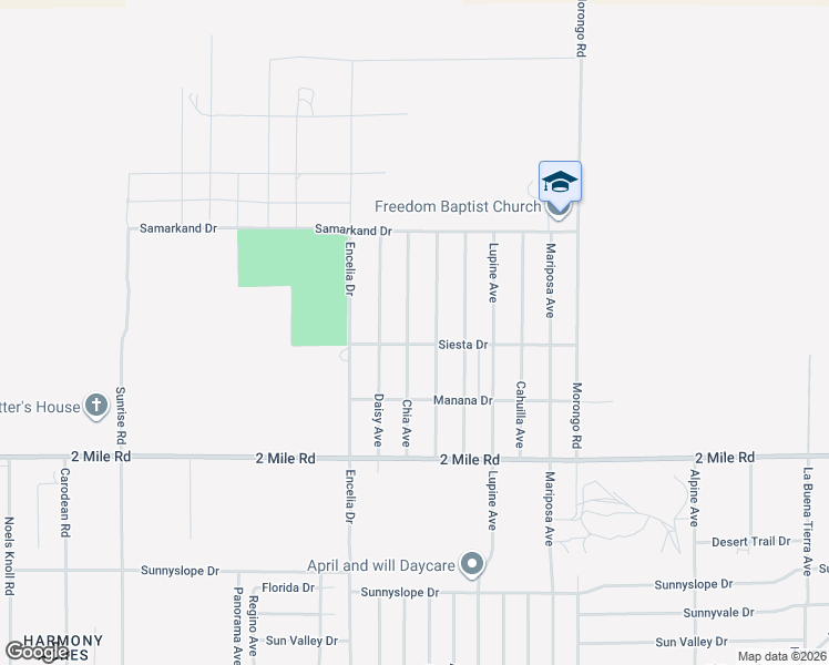 map of restaurants, bars, coffee shops, grocery stores, and more near 5479 Chia Avenue in Twentynine Palms