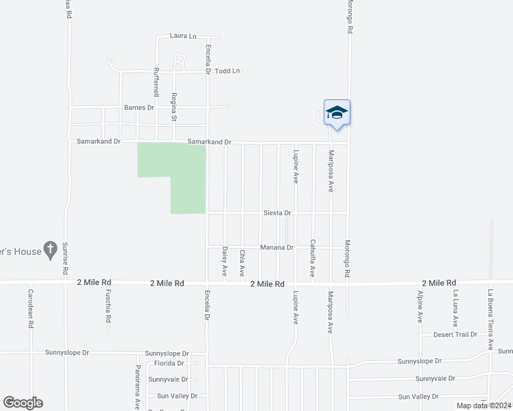 map of restaurants, bars, coffee shops, grocery stores, and more near 5478 Baileya Avenue in Twentynine Palms