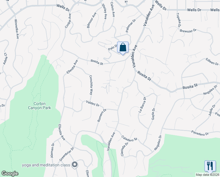 map of restaurants, bars, coffee shops, grocery stores, and more near 4620 Caritina Drive in Los Angeles