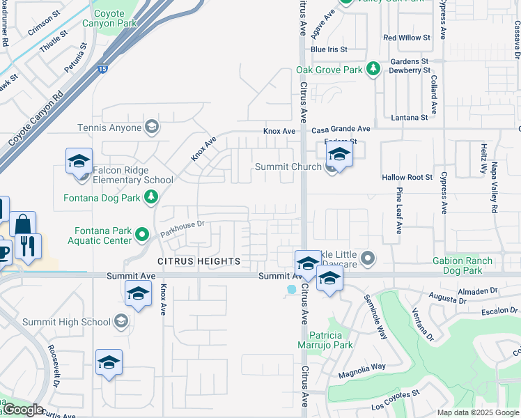 map of restaurants, bars, coffee shops, grocery stores, and more near in Fontana