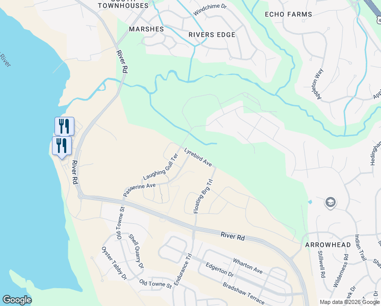 map of restaurants, bars, coffee shops, grocery stores, and more near Greenville Loop Road in Wilmington