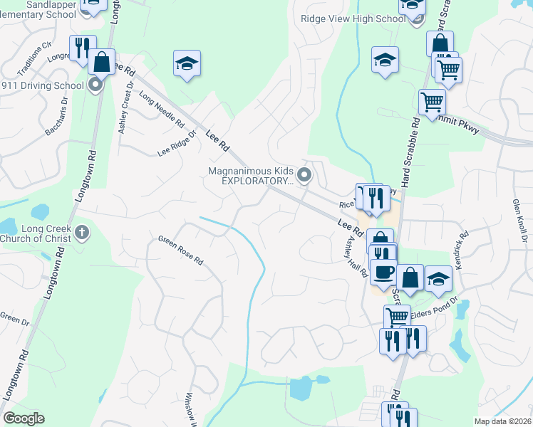 map of restaurants, bars, coffee shops, grocery stores, and more near 212 Sugar Mill Road in Columbia