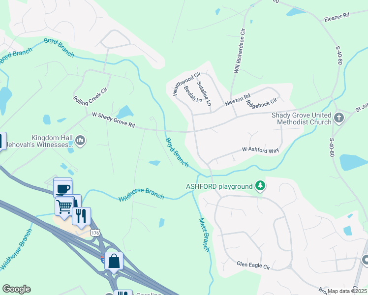 map of restaurants, bars, coffee shops, grocery stores, and more near 106 Hollingshed Creek Boulevard in Irmo