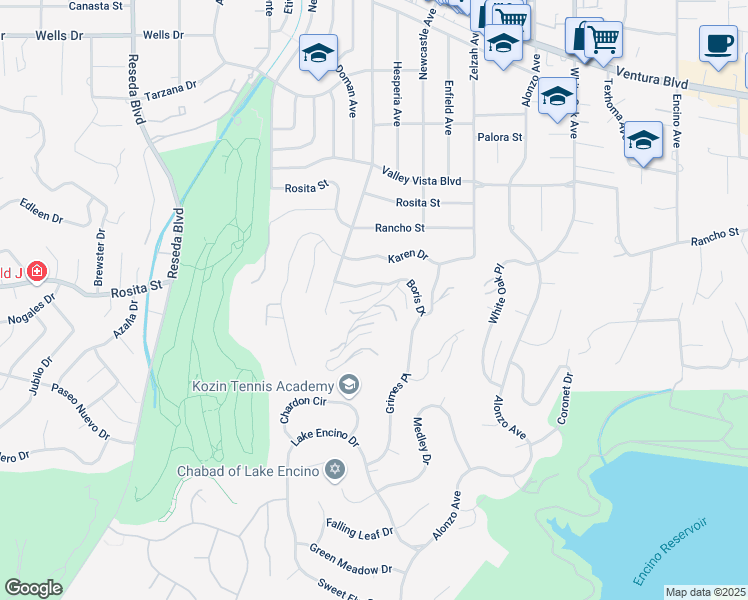 map of restaurants, bars, coffee shops, grocery stores, and more near 4571 Gable Drive in Los Angeles