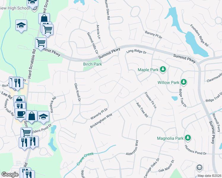 map of restaurants, bars, coffee shops, grocery stores, and more near 1312 May Oak Circle in Columbia