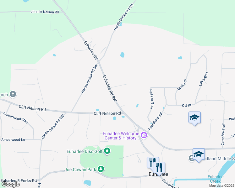map of restaurants, bars, coffee shops, grocery stores, and more near in Euharlee
