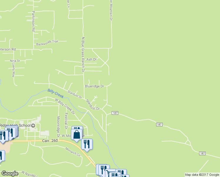 map of restaurants, bars, coffee shops, grocery stores, and more near 1455 North Springer Mountain Drive in Pinetop-Lakeside
