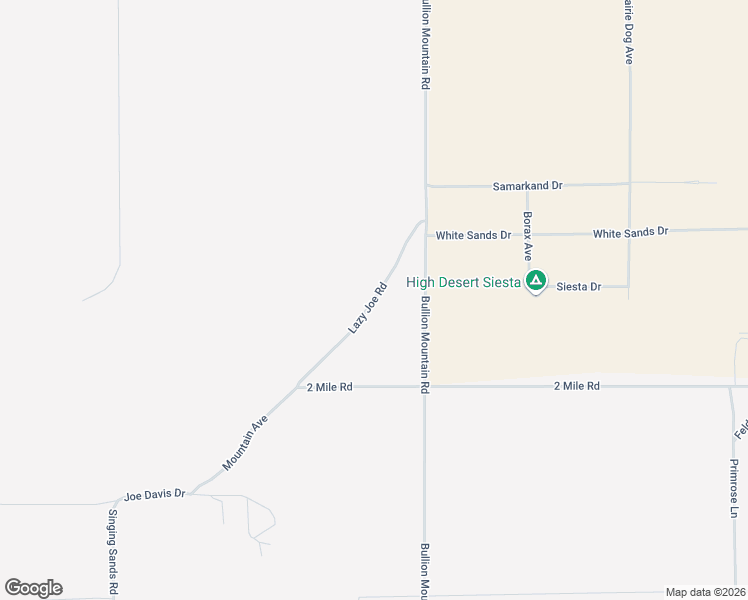 map of restaurants, bars, coffee shops, grocery stores, and more near Lazy Joe Road in Twentynine Palms