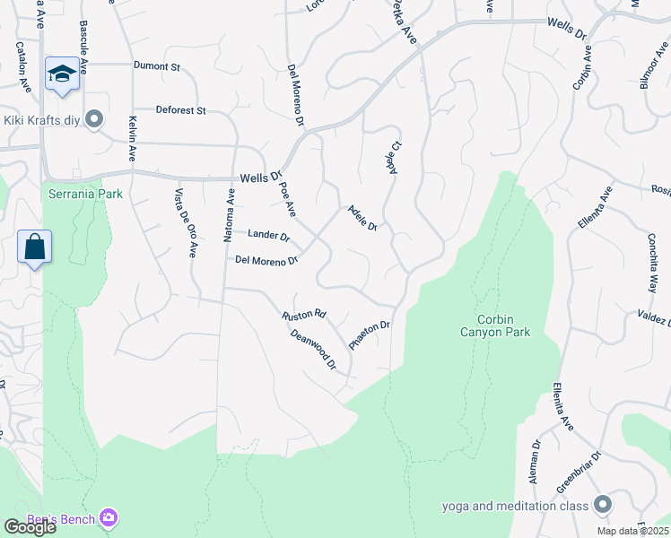 map of restaurants, bars, coffee shops, grocery stores, and more near 4642 Poe Avenue in Los Angeles
