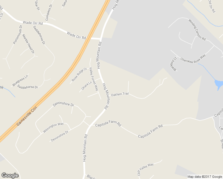 map of restaurants, bars, coffee shops, grocery stores, and more near 5421 Hog Mountain Road in Flowery Branch