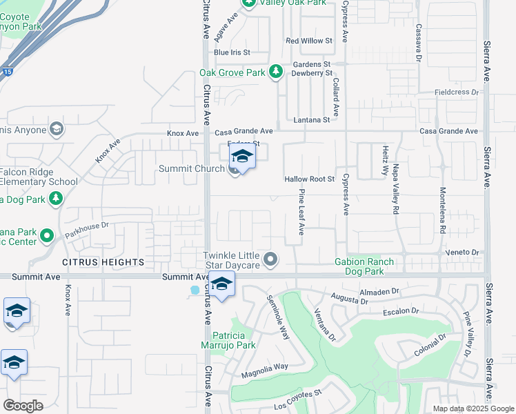 map of restaurants, bars, coffee shops, grocery stores, and more near 16176 Messina Street in Fontana
